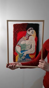 Picasso the dream punch needle rug handmade tufting gun wall hanging rug art inspiration cubism