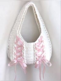 (っ◔◡◔)っ 🎀 username:vibesallyear 🎀 #aesthetic #aestheticbag #crochet #bows #coquette #pink #white #cute #nice #aestheticcrochetbag