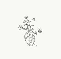 Diseños, dibujos, ideas, estilos, tatuajes, en papel, corazón, corazón humano, órgano, flores, flowers, plantas, plants, delicados, femeninos, mujer, tattoo, tattoos, design, drawings, paper