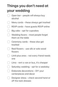 Here's a list of things you don't need at your wedding that can save you THOUSANDS!