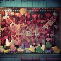 window display ideas for valentine's day | Candy inspired Valentines Day window. #merchandising ideas