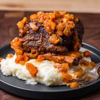 Braised short ribs with carrots, celery, onions, and fresh herbs make a wonderfully comforting meal and are perfect with mashed potatoes, creamy polenta, or egg noodles.