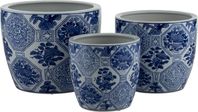 Amazon.com : Set of 3 Ceramic Planters - Contemporary Vintage Style Blue and White Planters with Chinoiserie Style Design for Home or Office Indoor/Outdoor Decor : Patio, Lawn & Garden