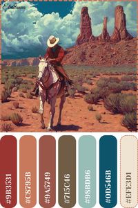 #cowboy #farwest #color #palette #couleur #palet #marron #brown #blue #bleu #paysage #USA #texas