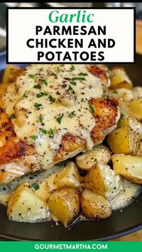 Tender chicken and crispy potatoes come together with a savory garlic Parmesan crust, creating a meal that's both flavorful and effortless. Perfect for a weeknight dinner or a cozy weekend treat. Discover how easy this recipe is – click for details #garlicparmesanchicken #chickenandpotatoes #easychickenrecipe #onepanmeal #weeknightdinner #comfortfood #garlicchicken #easyrecipe #quickdinner #familydinner