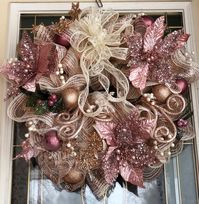 Victorian wreath, rose gold wreath, pink wreath, Christmas wreath