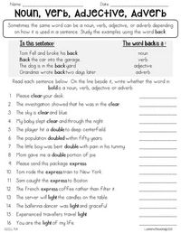 Noun, Adjective, Verb, Adverb Worksheet L.3.1.A by Learners of the World