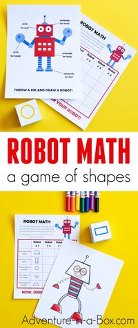 Robot Math: Printable Game of Art & Geometric Shapes for Kids