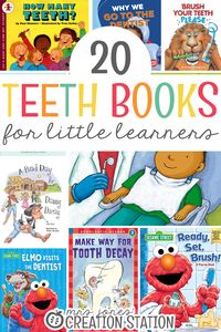 Teaching a teeth unit is an important one. There are many different ways you can explore this unit with your students. These books help to teach kids about germs, their teeth and going to the dentist. Read these books to your students or put them in the classroom or homeschool library and let your little learners look at them themselves. Here are 20 teeth books to help you get started on your teeth unit today. #teeth #books #booksforkids #unitstudy #library #classroom #homeschool