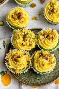 These mini lemon pistachio cupcakes are delicious and easy to make! They’re the perfect party treat that’s entirely egg- and dairy-free. Because they're so tiny, sharing them with loved ones is made easy and completely mess-free. They're also very customizable as you can switch up the flavors and the color combinations to your liking. #DairyFree #VeganDesserts #VeganRecipes #EasyRecipes #VeganBaking 🧁🍋