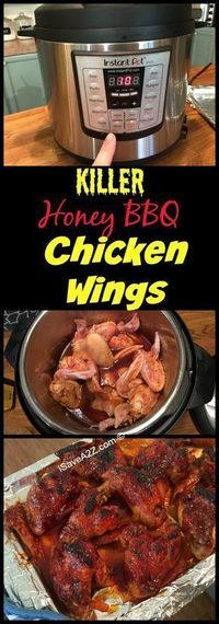 These are some KILLER Honey BBQ Chicken WINGS!!! Instant Pot Recipes: Honey BBQ Wings made in an Electric Pressure Cooker - iSaveA2Z.com