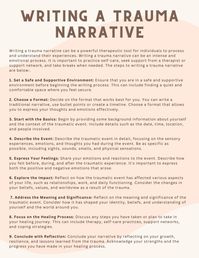 Writing a trauma narrative can be a powerful therapeutic tool. This worksheet highlights step-by-step directions for writing a trauma narrative.