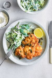 Chicken Schnitzel with Herb Salad — THE HUNGRY COOK