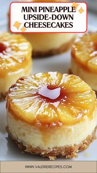 These mini pineapple upside-down cheesecakes are the perfect combo of creamy, fruity, and oh-so-decadent. Bite-sized paradise in every forkful! 🌸🌴 #TropicalDesserts #MiniBites #CheesecakeCravings