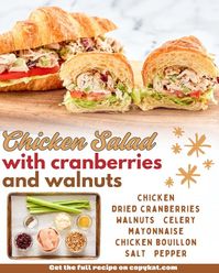 Sweet & savory chicken salad packed with cranberries, pecans, and a honey-Dijon dressing. Perfect for lunch, picnics, or quick meal prep! 🥗 Full recipe @CopyKat.com #chickensalad #healthyrecipe