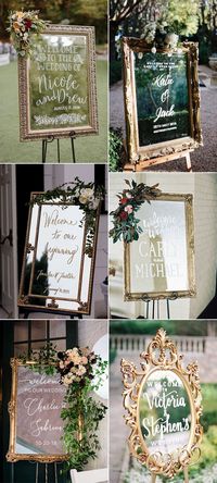 vintage gold frame wedding welcome signs