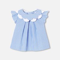 Baby girl blouse in poplin - White/blue | Jacadi Paris