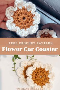 Easy Crochet Flower Car Coaster - Tender Warm Creations