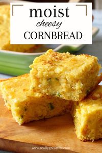 This is a super moist cornbread with creamed corn recipe that bakes up fluffy and sweet and will become your family favorite. You’d almost swear there was pudding in this easy cheesy cornbread. 