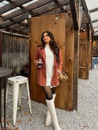 boots skirt burgundy sweater dress outfit 