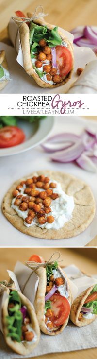 Roasted chickpea gyros! Hearty, vegetarian (with vegan options), and comes together in less than 30 minutes // Live Eat Learn