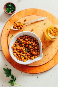 EASY Crispy Baked Chickpeas! The ultimate 4-ingredient snack with fiber, protein, and BIG flavor! #snack #vegan #glutenfree #chickpeas #minimalistbaker #recipe