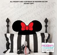 Minnie Mouse Head Vinyl Wall Decal Room Nursery Disney Headboard Sticker Design #ModernVectorStickyImaginations #LetteringWallArt