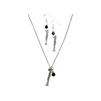 Clarinet necklace & earring set - Clarinet charms dangles from jet black crystal faceted accent beads on each earring, comes on sterling silver earwires for happy ears. The set includes a 20 inch stainless steel (nontarnish) chain with a matching jet black crystal dangle and a clarinet charm. The clarinet charm is pewter and is three dimensional - a great charm with a lot of detail! A great set! Handmade in the USA. FREE SHIPPING!