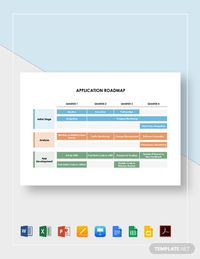 Application Roadmap Template, Instantly Download Application Roadmap Template, Sample & Example in Microsoft Word (DOC), Microsoft Excel (Xls),Microsoft PowerPoint (PPT), Apple Pages, Apple Keynote, Google Docs, Google Sheets, Google Slides, PDF Format. Available in A4 & US Letter Sizes. Quickly Customize. Easily Editable & Printable.