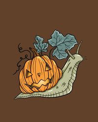 Gearing up for the best season 🎃🦇🍂 Little snail pumpkin friend will be joining as a sticker for fall 🖤 #spookyillustration #halloweenart #snailart