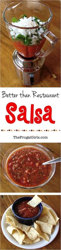 Salsa Recipe! ~ at TheFrugalGirls.com ~ this better-than-restaurant Salsa is so EASY to make in the blender, and your family and friends will be raving!