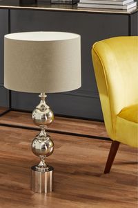 Asilah Silver Aluminium Tall Footed Table Lamp.  Bulb/s Not Included. ES GLS. 60W 35% Steel, 35% Aluminium, 30% Linen.