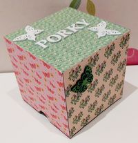 recycled box decorated decorative paper and wooden embellishments