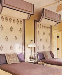 Gorgeous fabric and such a simple way to create romance and drama by hanging fabric this way.  27 Bedrooms With Canopy Beds | Shelterness