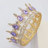 Ship from Los Angles Fast. New Gold Crown with Light Purple rhinestone 100% handmade. One size fits most adults and children.