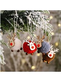 1 Stück Weihnachtliche Holz-Filz Deko Verzierung, Mini Rentier Dekoration für Weihnachtsbaum und Party Mini-Elch    Stoff     Event & Party Supplies, size features are:Bust: ,Length: ,Sleeve Length: