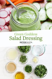 Green Goddess Dressing is a delicious way to use up any fresh herbs you have on hand! Serve it over salads, or as a healthy dip with veggies.