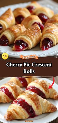 Cherry Pie Crescent Rolls are the perfect combination of simplicity and sweetness. Each crescent roll is stuffed with cherry pie filling and baked until golden, offering a delicious, flaky treat that’s easy to make and even easier to love. #CherryPieRolls #EasyDesserts #SweetSnacks