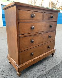 Beautiful 19th century Large pine welsh five drawer chest on turned ball feet old dovetails original finish Thick plank construction internal Chamfered Drawer separating panels old locks no key 47.5w21d50h Shipping is not free, please read my store policies