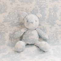 Dimensions: Approx. 12 inches in length from ears to toes and 10 inches from arm to arm.   This bear is hand made to order with an embroidered name.