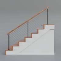 This 8' black metal cable railing with a light wood top provides a strong, modern look for any deck. Easy to install, the deck mounted stair section offers a safe and secure barrier with tension strength up to 3,000 lb. and a corrosion-resistant finish. Perfect for indoor or outdoor usage!  All you need to do is measur