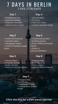 If you will be staying in Berlin for 7 days, here is a 7 day itinerary for Berlin. Click the link for a free travel planner.