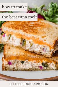 Our tuna melt sandwich, featuring creamy tuna salad and gooey melted cheese on perfectly toasted sourdough bread, is the ultimate quick and delicious meal you’ll want to make again and again!