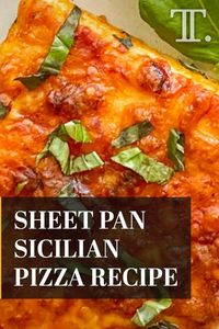 Sicilian style #pizza is traditionally made in a sheet pan and has a unique crust that is light and spongy, resembling focaccia bread!