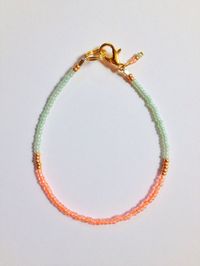 Coral Gold Mint tri-color stacking  stack bracelet by JuneandPenny