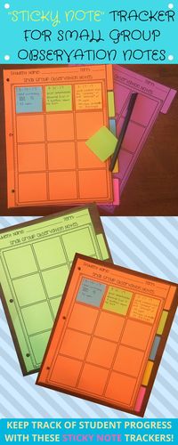 Sticky note small group observation trackers! Use 2"x2" or 3"x3" stickies!