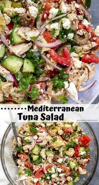 Indulge in a refreshing twist on a classic favorite with this mayo-free Mediterranean tuna salad. Packed with vibrant flavors and wholesome ingredients, this dish combines tender tuna, crisp vegetables, and a zesty dressing that will transport your taste buds to the sunny shores of the Mediterranean. Perfect for a light lunch or a satisfying dinner, this salad is as nutritious as it is delicious, offering a healthy alternative without compromising on taste. Embrace the simplicity and freshness of Mediterranean cuisine with every bite.