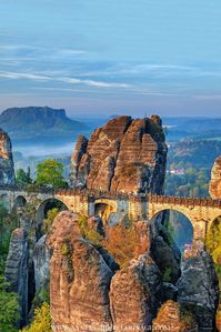 The famous Bastei bridge in Saxon Switzerland - one of the best day trips from Dresden, Germany | Click to find out how to visit this amazing natural landmark #travel #germany #photography #landscape #wanderlust