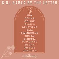 It's funny, when I started this list I was like oh no, I don't think I like that many G names for girls. HA jokes on me because it took a lot to narrow this down. And once I got going, I couldn't stop. Just look at these BEAUTIFUL names. They're fun and spunky and I am really starting to see the appeal of the letter G. I think stylistically it looks so cool, and even more lovely in cursive. But the sound and the vibe are 10/10 as well. What's your fave G name for girls? #babynames #babygir...