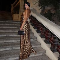 Sexy Backless Leopard Hang-neck Dress Fashionsarah.com